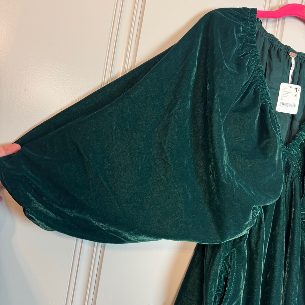 NEW FREE PEOPLE portia velvet mini dress in uncut emerald Size XS - Picture 9 of 16